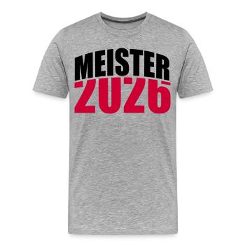 Meister 2026 Meisterschaft - Männer Premium Bio T-Shirt - Grau meliert - Vorne - Damien (186cm)