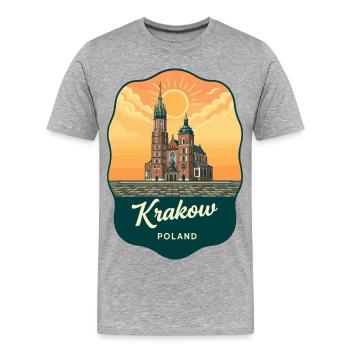 Retro-Abzeichen der St.-Marien-Basilika Krakau - Männer Premium Bio T-Shirt - Grau meliert - Vorne - Damien (186cm)