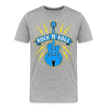 Guitar Rock 'N' Roll Banner - Männer Premium Bio T-Shirt - Grau meliert - Vorne - Damien (186cm)