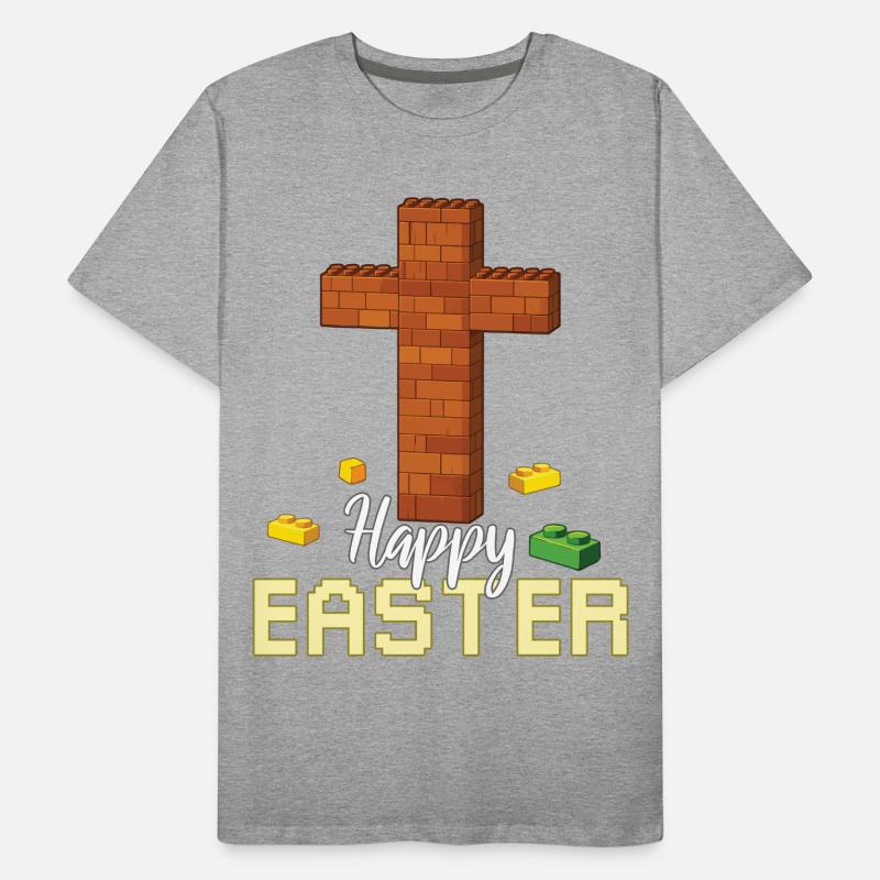 Master Builder Brick Builder Cross Happy Easter Men's Premium Organic T-Shirt