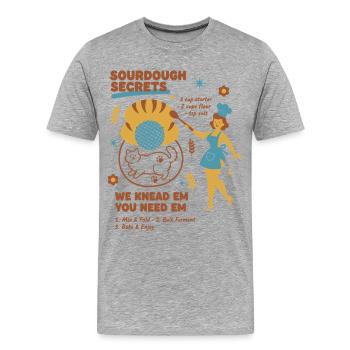 Pain pâtissier Secrets Pain Pain Baker Pain Pain - T-shirt bio Premium Homme - gris chiné - Devant - Damien (186cm)