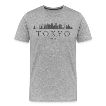 Tokio, Japan, Skyline von Tokio - Männer Premium Bio T-Shirt - Grau meliert - Vorne - Damien (186cm)