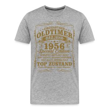 Jahrgang 1956 Oldtimer Geburtstag Geschenk Retro - Männer Premium Bio T-Shirt - Grau meliert - Vorne - Damien (186cm)