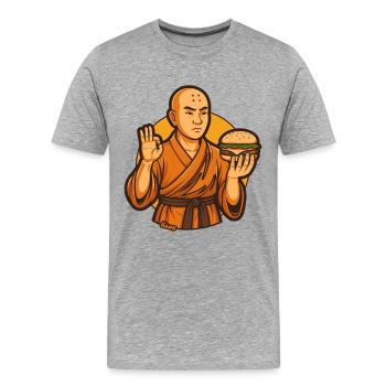 Zen Burger Monk - Men's Premium Organic T-Shirt - heather grey - Front - Damien (186cm)