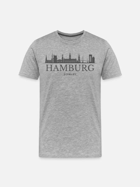 Hamburg Germany, Hamburg skyline - Men's Premium Organic T-Shirt - heather grey