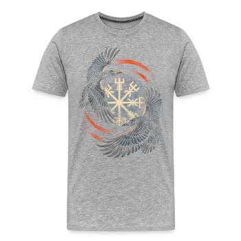 Scandinavian Viking Ravens - Men's Premium Organic T-Shirt - heather grey - Front - Damien (186cm)