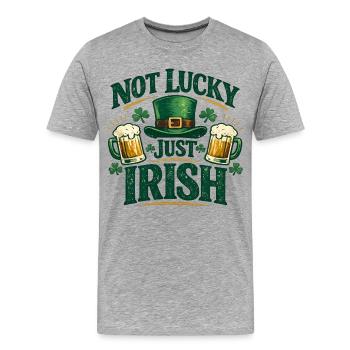 Nicht glücklich, nur irisch - Männer Premium Bio T-Shirt - Grau meliert - Vorne - Damien (186cm)