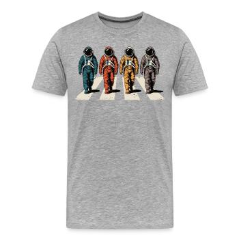 Astronauten Zebrastreifen Retro Space Astronaut - Männer Premium Bio T-Shirt - Grau meliert - Vorne - Damien (186cm)