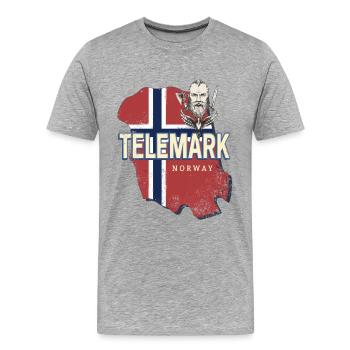 Telemark Norwegen Retro Provinz Landkarte Souvenir - Männer Premium Bio T-Shirt - Grau meliert - Vorne - Damien (186cm)