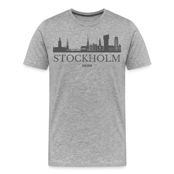 Stockholm, Suède, silhouette de Stockholm - T-shirt bio Premium Homme - gris chiné - Devant - Damien (186cm)