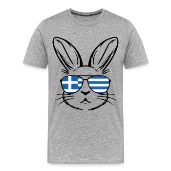 Griechische Oster-griechische Flagge Osterhase - Männer Premium Bio T-Shirt - Grau meliert - Vorne - Damien (186cm)