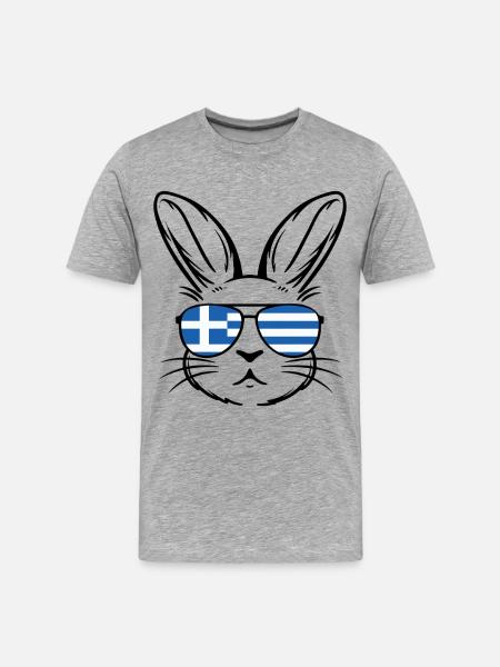 Greek Easter Greek Flag Easter Bunny - Men's Premium Organic T-Shirt - heather grey