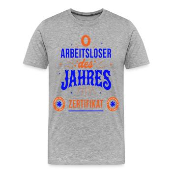Arbeitsloser des Jahres Zertifikat - Männer Premium Bio T-Shirt - Grau meliert - Vorne - Damien (186cm)