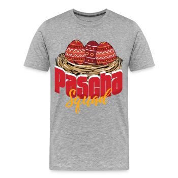 Escouade de Pâques orthodoxe Pâques grecques - T-shirt bio Premium Homme - gris chiné - Devant - Damien (186cm)