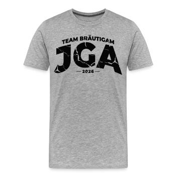 JGA 2026 Team Bräutigam Junggesellenabschied - Männer Premium Bio T-Shirt - Grau meliert - Vorne - Damien (186cm)