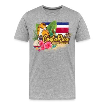 Costa Rica Retro Jaguar Vintage with Flag Souvenir - Men's Premium Organic T-Shirt - heather grey - Front - Damien (186cm)