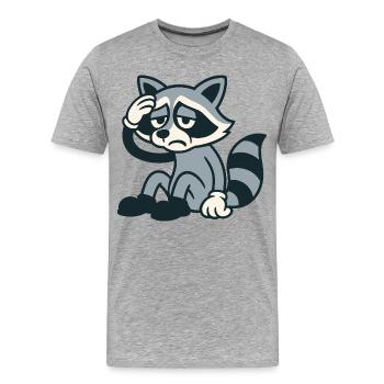Tired raccoon with headache - Men's Premium Organic T-Shirt - heather grey - Front - Damien (186cm)