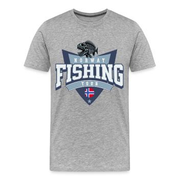 Voyage de pêche en Norvège - T-shirt bio Premium Homme - gris chiné - Devant - Damien (186cm)