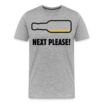 Suivant, s’il vous plaît ! (Bière / Bière / Pourrie 2C) - T-shirt bio Premium Homme - gris chiné - Devant - Damien (186cm)