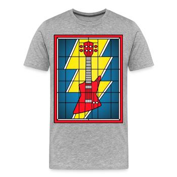 Stained Glass Guitar with Lightning Bolt - Men's Premium Organic T-Shirt - heather grey - Front - Damien (186cm)