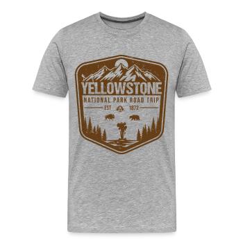 Yellowstone Nationalpark Roadtrip - Männer Premium Bio T-Shirt - Grau meliert - Vorne - Damien (186cm)