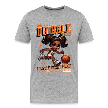 Dessin animé de basket-ball de la Reine du dribble - T-shirt bio Premium Homme - gris chiné - Devant - Damien (186cm)