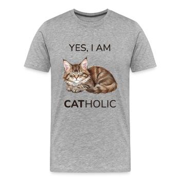 Yes I Am Catholic - Men's Premium Organic T-Shirt - heather grey - Front - Damien (186cm)