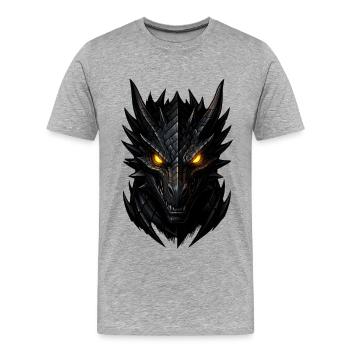 Tête de Dragon Sombre - T-shirt bio Premium Homme - gris chiné - Devant - Damien (186cm)
