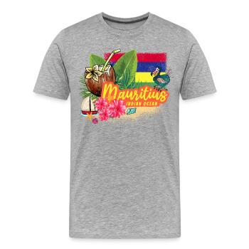 Mauritius Retro Indischer Ozean Dodo Souvenir - Männer Premium Bio T-Shirt - Grau meliert - Vorne - Damien (186cm)
