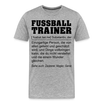 Lustige Definition Fußballtrainer Geschenk - Männer Premium Bio T-Shirt - Grau meliert - Vorne - Damien (186cm)
