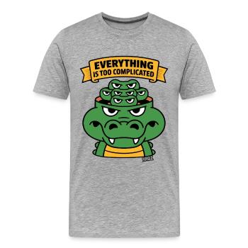 Everything Is Too Complicated Alligator - Men's Premium Organic T-Shirt - heather grey - Front - Damien (186cm)