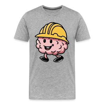 Brain Builder Schutzhelm - Männer Premium Bio T-Shirt - Grau meliert - Vorne - Damien (186cm)