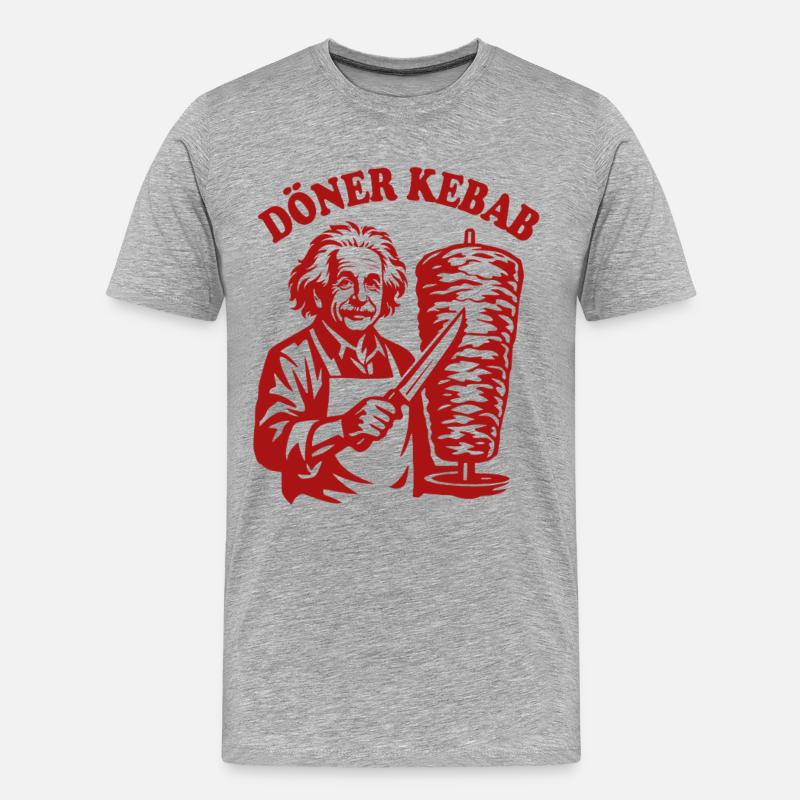 Döner Kebab - Einstein - Fast Food - Männer Premium Bio T-Shirt - Grau meliert