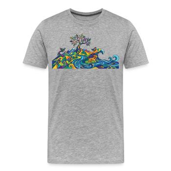 Fantasievolles Farbenspiel Natur Panorama Motiv - Männer Premium Bio T-Shirt - Grau meliert - Vorne - Damien (186cm)