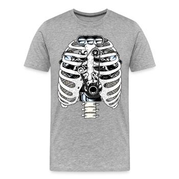 Biomech Ribcage-Motormechaniker - Männer Premium Bio T-Shirt - Grau meliert - Vorne - Damien (186cm)