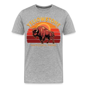 Yellowstone-Nationalpark Büffelbisons - Männer Premium Bio T-Shirt - Grau meliert - Vorne - Damien (186cm)