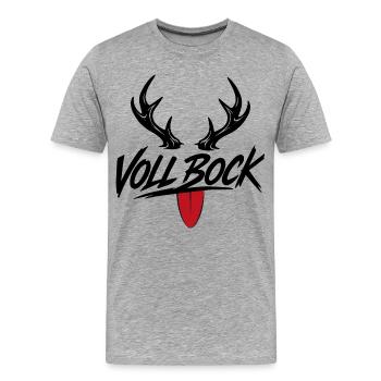 VOLL BOCK - Männer Premium Bio T-Shirt - Grau meliert - Vorne - Damien (186cm)