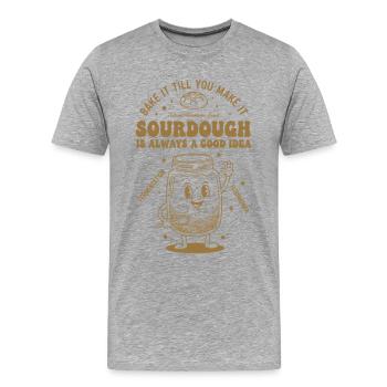 Sauerteig ist immer eine gute Idee, Brot zu backen - Männer Premium Bio T-Shirt - Grau meliert - Vorne - Damien (186cm)