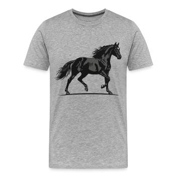 Black Horse in Profile Noble Equestrian Pace - Men's Premium Organic T-Shirt - heather grey - Front - Damien (186cm)