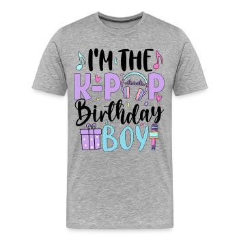 I'm The K Pop Birthday Boy - Men's Premium Organic T-Shirt - heather grey - Front - Damien (186cm)