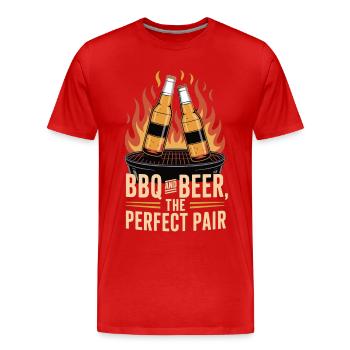 BBQ Bier T-Shirt – Grillen Bier Geschenk - Männer Premium Bio T-Shirt - Rot - Vorne - Damien (186cm)