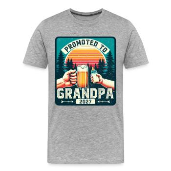 Futur grand-père en 2027 qui embarque son futur grand-père - T-shirt bio Premium Homme - gris chiné - Devant - Damien (186cm)