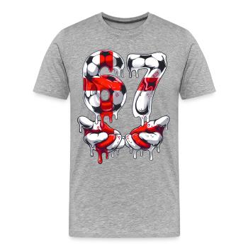 Lustiges Fußball-67-Meme für Jungen Kinder 67 T-Shirt, 6 7 - Männer Premium Bio T-Shirt - Grau meliert - Vorne - Damien (186cm)