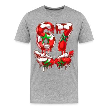 Fußball 67 Meme für Jungen Kinder 67 sechs sieben 6 7 - Männer Premium Bio T-Shirt - Grau meliert - Vorne - Damien (186cm)