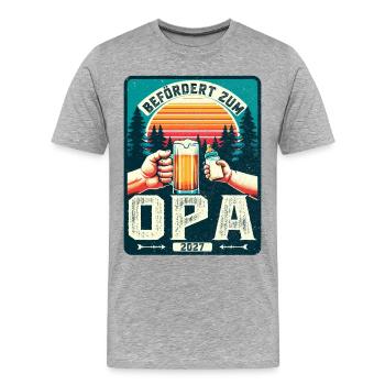 Werdender Opa - Zukünftiger Großvater Opa 2027 - Männer Premium Bio T-Shirt - Grau meliert - Vorne - Damien (186cm)