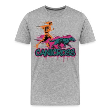 Canicross Laufen mit Hund - Männer Premium Bio T-Shirt - Grau meliert - Vorne - Damien (186cm)