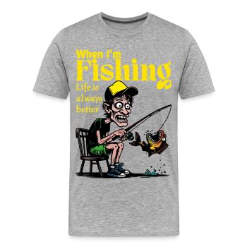 WhenIAmAngeln - Männer Premium Bio T-Shirt - Grau meliert - Vorne - Damien (186cm)