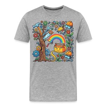 Bunte Werkstatt renovieren Wunderland Kinder Motiv - Männer Premium Bio T-Shirt - Grau meliert - Vorne - Damien (186cm)