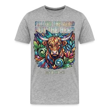 Follow The Word Not The Herd Christian - Men's Premium Organic T-Shirt - heather grey - Front - Damien (186cm)