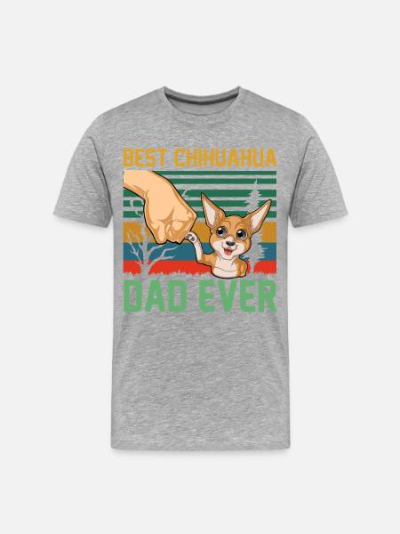 Best Chihuahua Dad Ever Retro Tee - Men's Premium Organic T-Shirt - heather grey